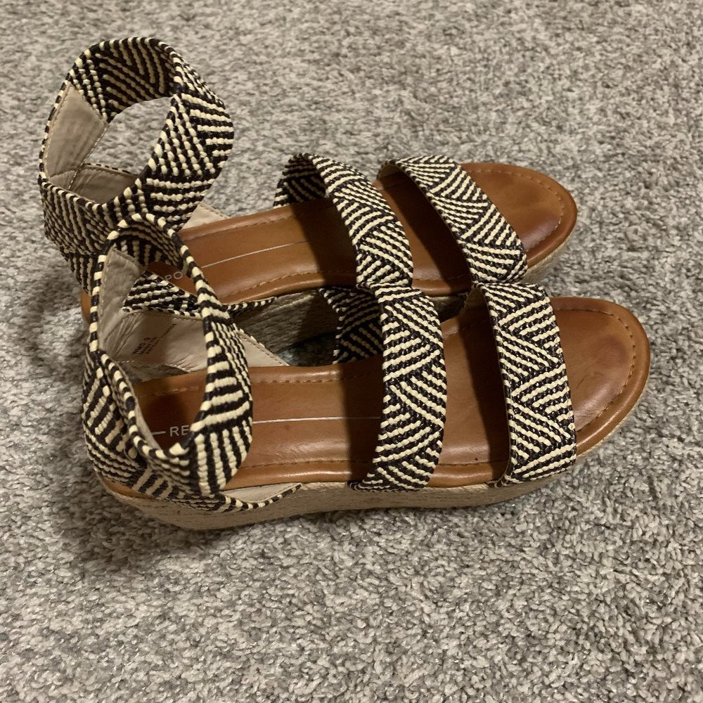 Marilyn Black and White Woven Platform Sandals